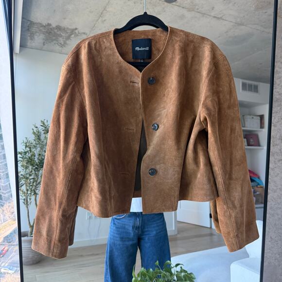 Madewell Suede Crop Cardigan Jacket - Picture 2 of 9